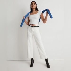 madewell perfect vintage wide leg crop, white, size 27